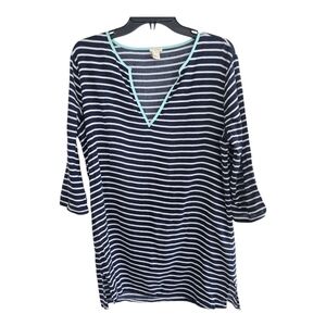 J.CREW Tunic Top Sz M Women  Striped  Long Sleeve Cotton Lightweight